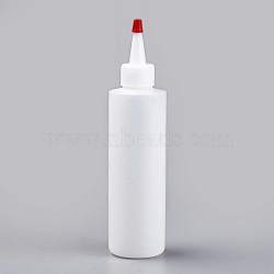 Plastic Glue Bottles, Bottle Caps Through-hole, White, 4.5x18.5cm, capacity: 180ml(X-DIY-WH0053-01-180ml)
