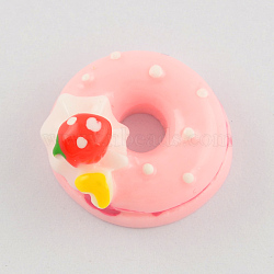 Scrapbook Embellishments Flatback Cute Donut Doughnut Plastic Resin Cabochons, Pink, 18x10mm(X-CRES-Q131-04)