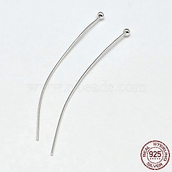 925 Sterling Silver Ball Head Pins, Silver, 35x0.6mm(22 Gauge), Ball: 1.8mm, about 142pcs/20g(STER-F018-03B)