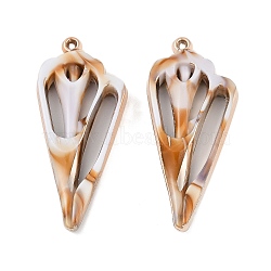 Acrylic Imitation Shell Big Pendants, Shell Shapes, Sandy Brown, 53x24x7mm, Hole: 1.2mm(OACR-F012-01)