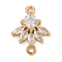 Brass Pave Clear Cubic Zirconia Connector Charms, Real 18K Gold Plated, Fan, 19x14.5x4mm, Hole: 1.5mm(ZIRC-U004-02G-01)