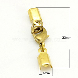 Clip Ends With Lobster Claw Clasps, Nice for Jewelry Making, Brass, Golden, 33x5mm(X-KK-G144-G)