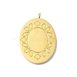 Ion Plating(IP) 304 Stainless Steel Pendants, Real 18K Gold Plated, Oval, 25.5x16.5x1mm, Hole: 1.8mm(STAS-B058-15G-03)