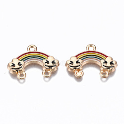 Alloy Enamel Chandelier Component Links, Cadmium Free & Lead Free, Light Gold, Rainbow with Cloud, Colorful, 15x20.5x2mm, Hole: 1.6mm(ENAM-S127-006-RS)