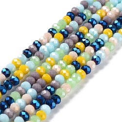Glass Beads Strands, Faceted, Rondelle, Sky Blue, 6x5mm, Hole: 1mm, about 85~88pcs/strand, 16.1~16.5 inch(41~42cm)(EGLA-A034-M6mm-32)