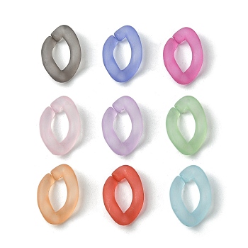 Transparent Frosted Acrylic Linking Rings, Quick Link Connectors, Twist Oval, Mixed Color, 16.5x11x3.5mm, Inner Diameter: 8x5mm, about 2273pcs/500g