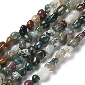 Natural Indian Agate Beads Strands, Nuggets, 7.5~16x7.5~9x4~7mm, Hole: 0.9mm, about 41~44pcs/strand, 16.14''~17.32''(41~44cm)