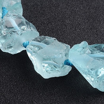 Glass Beads Strands, Nuggets, Aquamarine, 12~31x14~27x10~24mm, Hole: 1mm, about 18pcs/strand, 16 inch~17 inch