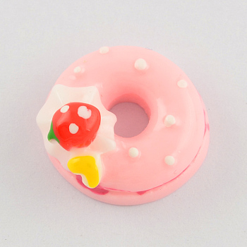Scrapbook Embellishments Flatback Cute Donut Doughnut Plastic Resin Cabochons, Pink, 18x10mm