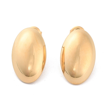304 Stainless Steel Stud Earrings, Oval, Real 14K Gold Plated, 22x13.5mm