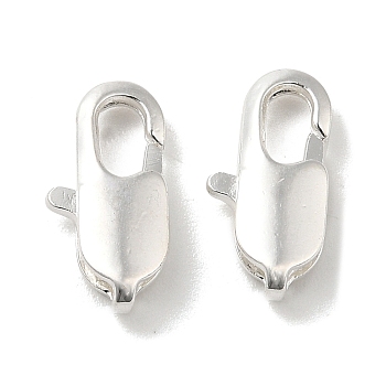 Brass Lobster Claw Clasps, 925 Sterling Silver Plated, 12x6x2.8mm, Hole: 1mm
