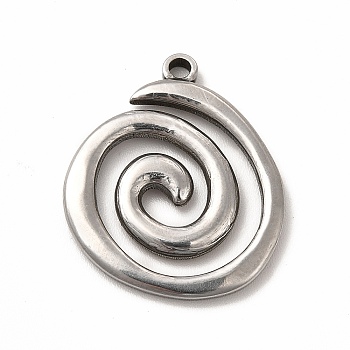 304 Stainless Steel Pendants, Vortex, Stainless Steel Color, 23x19.5x2mm, Hole: 1.6mm