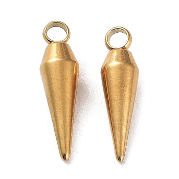 Ion Plating(IP) 201 Stainless Steel Pendants, Cone Charm, Real 18K Gold Plated, 18x5mm, Hole: 2.2mm