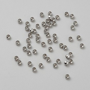 Brass Crimp Beads, Rondelle, Platinum, 2.5x2mm, Hole: 1.6mm, about 400pcs/10g