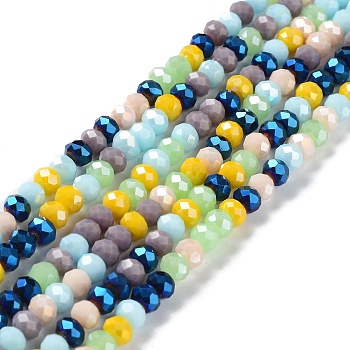 Glass Beads Strands, Faceted, Rondelle, Sky Blue, 6x5mm, Hole: 1mm, about 85~88pcs/strand, 16.1~16.5 inch(41~42cm)
