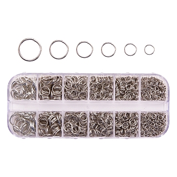 1 Box Iron Jump Rings, Open Jump Rings, Platinum, 18~21 Gauge, 4~10x0.7~1mm, Inner Diameter: about 2.6mm/3.6mm/4.6mm/5.6mm/6.6mm/8.6mm, about 58g/box