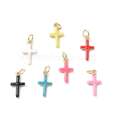 Real 18K Gold Plated Mixed Color Cross Alloy+Enamel Pendants