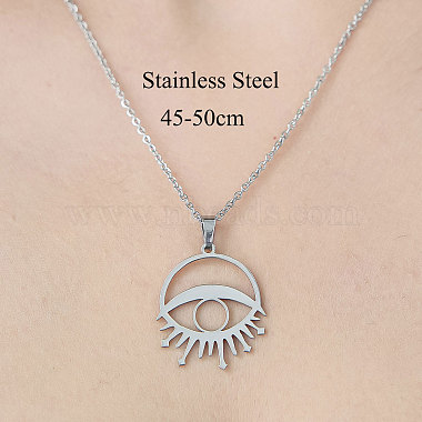 201 Stainless Steel Hollow Eye Pendant Necklace(NJEW-OY002-02)-3
