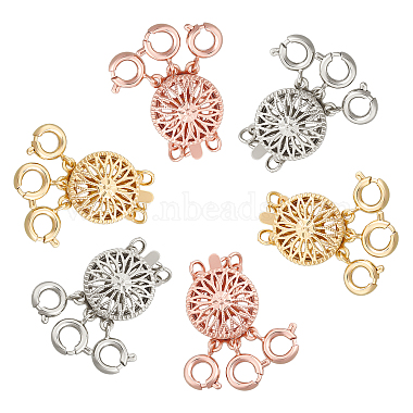 Mixed Color Flat Round Brass Box Clasps