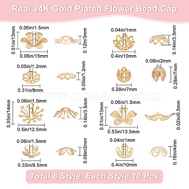 80Pcs 8 Style Brass Bead Caps(KK-BBC0003-50)-2