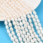 Natural Cultured Freshwater Pearl Beads Strands, Rice, Grade AB+, PapayaWhip, 6~7mm, Hole: 0.6mm, about 37~44pcs/strand, 13.58~13.98''(34.5~35.5cm)(PEAR-F020-20A)