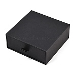 Cardboard Paper Bracelet Bangle Drawer Boxes, with Sponge Inside, Square, Black, 9x9x3.5cm(CON-K015-05A)