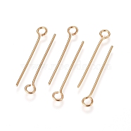 304 Stainless Steel Eye Pins, Golden, 22x0.6mm, Hole: 2mm(STAS-L238-005H-G)