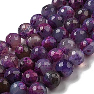 Faceted Natural Fire Crackle Agate Beads Strands, Round, Dyed & Heated, Dark Orchid, 11.5mm, Hole: 1.6mm, about 31pcs/strand, 14.76''(37.5cm)(G-F447-12mm-N01)