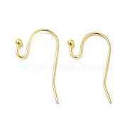 Brass Earring Hooks, Ear Wire, Lead Free and Cadmium Free, Golden, Size: about 11mm wide, 22mm long, 0.75mm thick, Ball: 2mm in diameter(J0JQN-G)