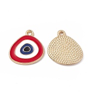 Alloy Pendants, with Enamel, Triangle with Evil Eye Charm, Golden, FireBrick, 18x17x1.5mm, Hole: 1.6mm(ENAM-H039-05G-A)
