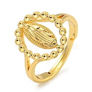 Oval with Saint Rack Plating Brass Adjustable Ring Components, Rhinestone Settings, Lead Free & Cadmium Free, Real 18K Gold Plated, Fit For 1.2mm Rhinstone, Inner Diameter: 16mm(RJEW-I105-02G)