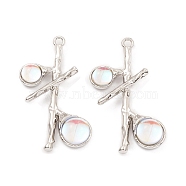 Resin Pendants, Tree Charms with Rack Plating Platinum Plated Alloy Findings, Long-Lasting Plated, Lead Free & Cadmium Free, Clear, 37x23x6.5mm, Hole: 2mm(PALLOY-K003-22P-01)