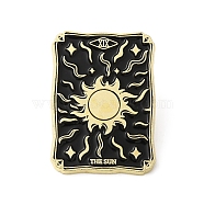 Alloy Brooch, Enamel Pins, Light Gold, Tarot Card Badges, The Sun, Black, 30.5x21.5x1.5mm(JEWB-D014-01LG-09)