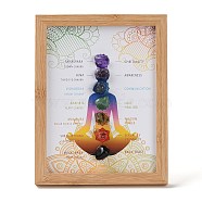 Yoga Gemstone Chakra Picture Frame Stand, with Wood Rectangle Picture Frame, Reiki Energy Stone Home Office Decoration, BurlyWood, 115x177x217mm, Inner Diameter: 198x152mm(DJEW-F021-01)