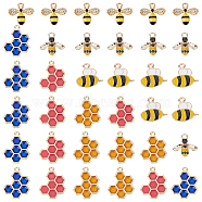 SUNNYCLUE Alloy Pendants, with Enamel and Rhinestone, Honeycomb & Bees, Mixed Color, 36pcs/box(ENAM-SC0001-80)