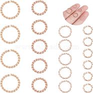 60Pcs 4 Styles 304 Stainless Steel Jump Rings, Open Jump Rings, Twisted, Rose Gold, 6~12x1~1.5mm, Inner Diameter: 4~9mm, 15pcs/style(STAS-UN0038-41)