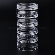 Polystyrene Bead Storage Containers, with 5 Compartments Organizer Boxes, for Jewelry Beads Small Accessories, Column, Clear, 6x12.2cm, compartment: 5.4x2cm(CON-Q038-005C)
