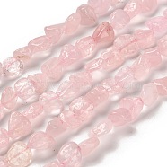 Natural Rose Quartz Beads Strands, Nuggets, Tumbled Stone, 7~13x4.5~10x4.5~10mm, Hole: 1.2mm, about 44~46pcs/strand, 15.08~16.14 inch(38.3~41cm)(G-P497-01E-79B)