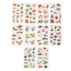 Cartoon Body Art Tattoos, Temporary Tattoos Paper Stickers, Insect, Mixed Color, 12x6.8x0.025cm, Stickers: 10~38x10~37mm, 10sheets/set(MRMJ-F013-08)