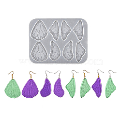 DIY Butterfly Wing Pendant Silicone Molds, Resin Casting Molds, for UV Resin, Epoxy Resin Jewelry Making, White, 125x163x5mm, Hole: 2mm, Inner Diameter: 56x29~49mm(DIY-F134-04B)