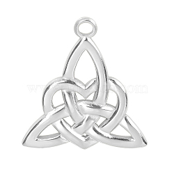 201 Stainless Steel Pendants, Heart with Trinity Knot Charms, Stainless Steel Color, 27x25x3mm, Hole: 2mm(FIND-PW0004-26P)