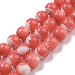 Dyed Natural Trochus Shell Beads Strands, Round, Light Coral, 6mm, Hole: 1.2mm, about 69pcs/strand, 14.80 inch(37.6cm)(BSHE-G034-25A)