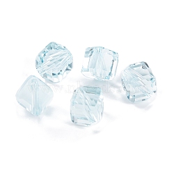 Glass K9 Glass, Imitation Austrian Crystal Beads, Faceted, Square, Light Blue, 7x7x7mm, Hole: 1mm(GLAA-H024-14H)