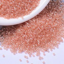 MIYUKI Delica Beads, Cylinder, Japanese Seed Beads, 11/0, (DB1480) Transparent Peach Luster, 1.3x1.6mm, Hole: 0.8mm, about 10000pcs/bag, 50g/bag(SEED-X0054-DB1480)