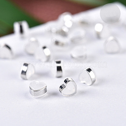 Silicone Belt Earring Backs, Ear Nut, with Brass Findings, Heart, Platinum, 6.3x6x5mm(SIL-T002-001P)