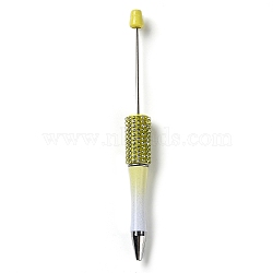 Plastic & Iron Beadable Pens, Ball-Point Pen, with Rhinestone, for DIY Personalized Pen with Jewelry Bead, Light Khaki, 145x14.5mm(AJEW-H147-01E)
