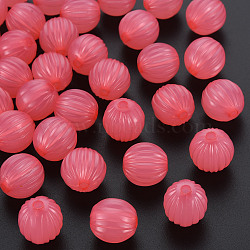 Imitation Jelly Acrylic Beads, Corrugated Beads, Round, Salmon, 14x13mm, Hole: 2.5mm, about 356pcs/500g(MACR-S373-11-E03)