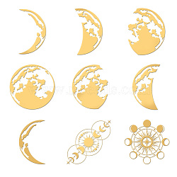 Nickel Decoration Stickers, Metal Resin Filler, Epoxy Resin & UV Resin Craft Filling Material, Golden, Flower, Moon, 40x40mm, 9 style, 1pc/style, 9pcs/set(DIY-WH0450-088)