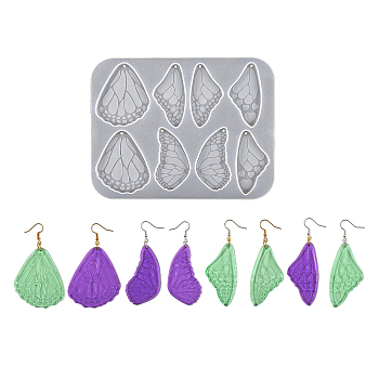 DIY Butterfly Wing Pendant Silicone Molds, Resin Casting Molds, for UV Resin, Epoxy Resin Jewelry Making, White, 125x163x5mm, Hole: 2mm, Inner Diameter: 56x29~49mm