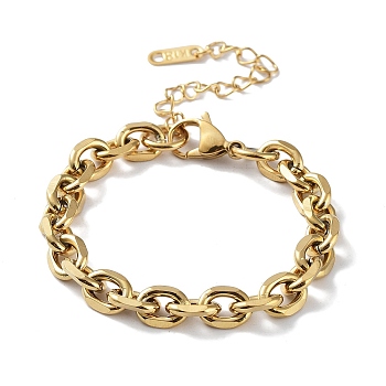 316 Surgical Stainless Steel Cable Chain Bracelets, Oval Link Chain Bracelet, Golden, 6-1/8 inch(15.6cm)